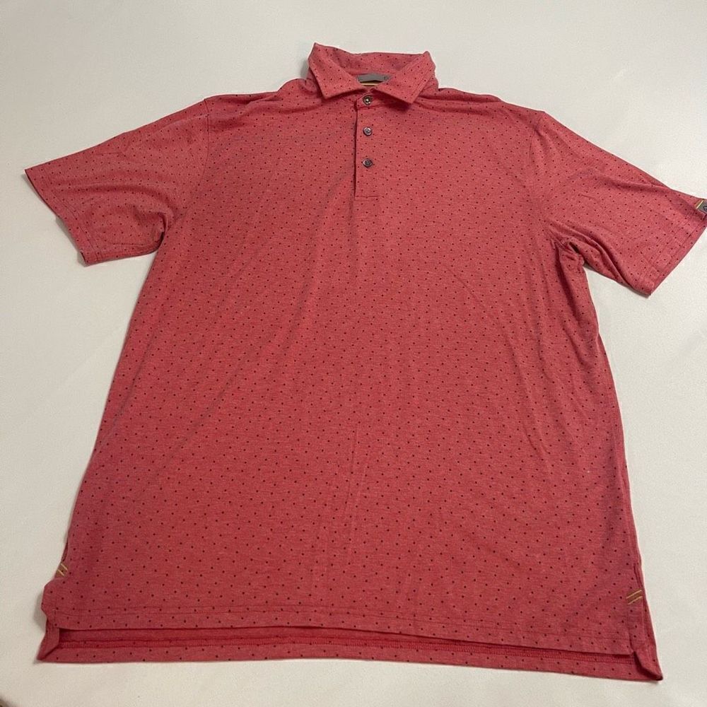 Tasc Performance Polka Dot Short Sleeve Polo Shirt Size Large See Measurements